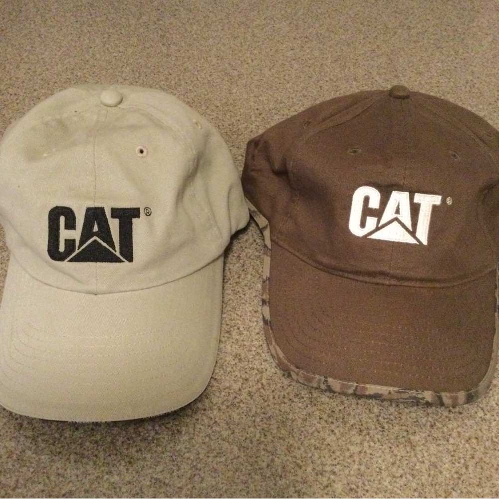 New - Caterpillar Cat Equipment Cap Bundle - Khaki and Brown